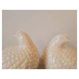 Vintage (2) White Porcelain Partridge Figurines, (1) Ceramic Fat Bird Figurine