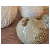 Vintage (2) White Porcelain Partridge Figurines, (1) Ceramic Fat Bird Figurine