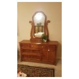 Retro Oak Dresser w/Mirror
