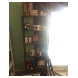 bookshelf with various items