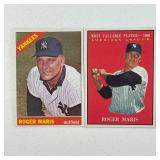 2 Roger Maris Baseball Cards, 1966 #365 & 1961 MVP #478