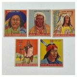 5 1933 & 1947 Goudey Indian Gum Cards