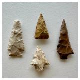 4 Authentic Midwest Arrowheads