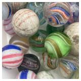 64 Antique Marbles Incl. Candy Stripe, Lutz, Etc.