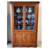 Walnut 16 Pane Door Corner Cupboard
