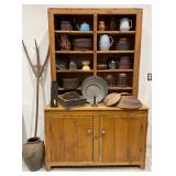 Pine 2 Pc. Cupboard, Primitives, Stoneware