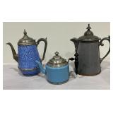 Graniteware & Pewter Coffee & Tea Pots