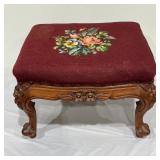 Victorian Footstool With Needlepoint