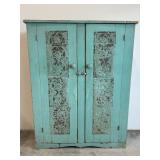 Punch Tin Pie Cupboard in Old Blue Paint