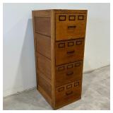 Oak 4 Drawer File Cabinet