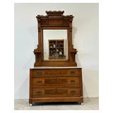 Walnut Eastlake Marble Top Dresser with Mirror