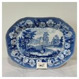 Large Blue Transferware Platter