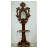 Walnut Mirrored Back Hall Tree
