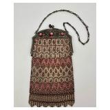Enamel Mesh Pink Purse with Jeweled Frame