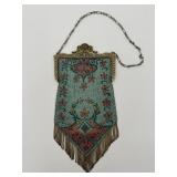 Mandalian Teal & Pink Enamel Mesh Purse with Fringe