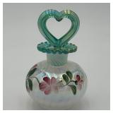Fenton Hand Painted Glass Perfume with Heart Stopper, Artist Signed