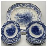 Flow Blue Turkey Set, Cauldon England