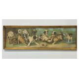 Original "Yard of Puppies" Framed Print