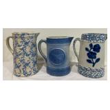 Stoneware Blue & White Pitchers