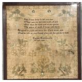 Dated 1830 Hand Stitched Sampler