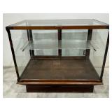 Oak Glass Display Case on Pedestal Base