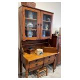 Oak 2 Piece Bakers Cabinet with Possum Belly Drawers