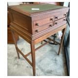 Willimantic Oak Spool Cabinet Desk with Drawers on Original Stand