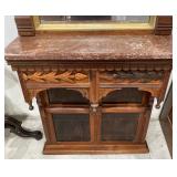Walnut Marble Top Pier Hall Mirror