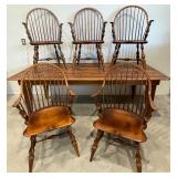 7 Foot Farm Harvest Table, Set of Custom Windsor Style Chairs