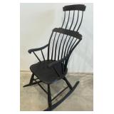 Period Comb Back Windsor Rocker in Old Black Paint
