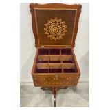 Beautiful Hand Inlaid Lift Top Sewing Stand with Drawer