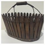 Shaker Wooden Basket with Wire Handle