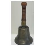 Large Brass School Bell with Wooden Handle