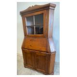 Unusual Early Pine 2 Pc. Corner Secretary Desk, All Dovetailed