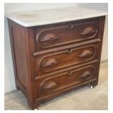 Walnut Marble Top 3 Drawer Stand