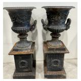 Cast Iron Garden Urns on Pedestals