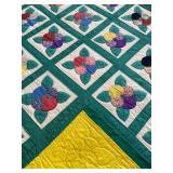 Hand Stitched Pansy Quilt