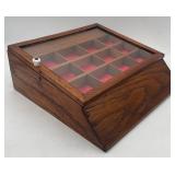 Oak Lift Top Display Case with Drawer