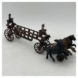 Cast Iron Horse Drawn Fire Ladder Wagon