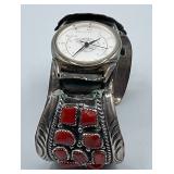 Native American Cuff Watch with Coral