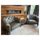 Leather Tufted Cigar Chairs