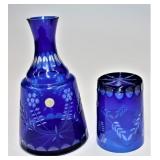 Cobalt water jug & glass