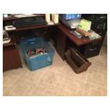 Lots of software, computer, speakers, keyboard, printer, file cabinet & scanner. 