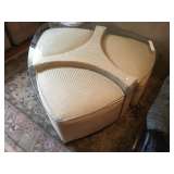 Triangular coffee Table with glass top & pull out stools