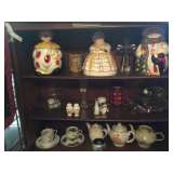 Collectibles inside great China cabinet