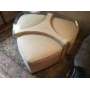 Triangular coffee Table with glass top & pull out stools