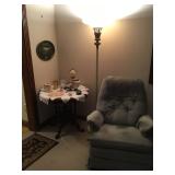 Table and chair with lamp