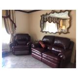 Leather Love Seat and Recliner