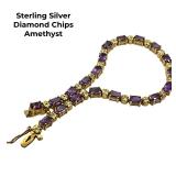 Sterling silver - Diamond Chips - Amethyst