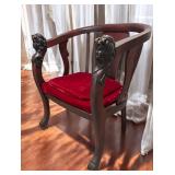 Antique Oak Carved Heads Wood Chair